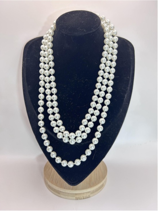 Generic Jewelry - Necklace‎ White Imitation Pearl Beaded Endless Strand Classic Layering Womens